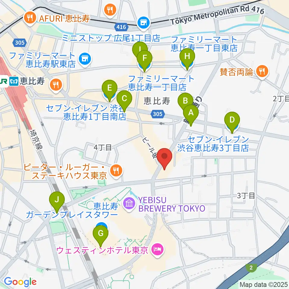 日仏会館ホール周辺のコンビニエンスストア一覧地図
