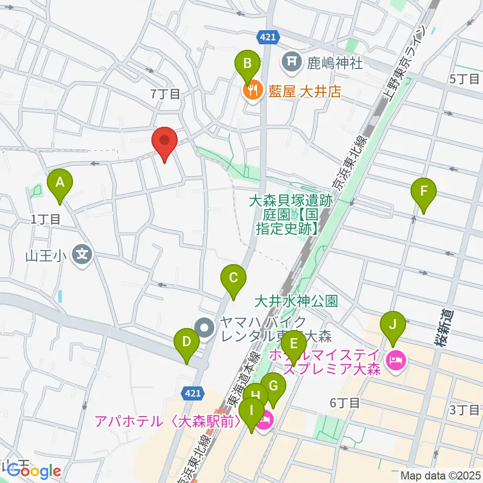 山王オーディアム周辺のコンビニエンスストア一覧地図