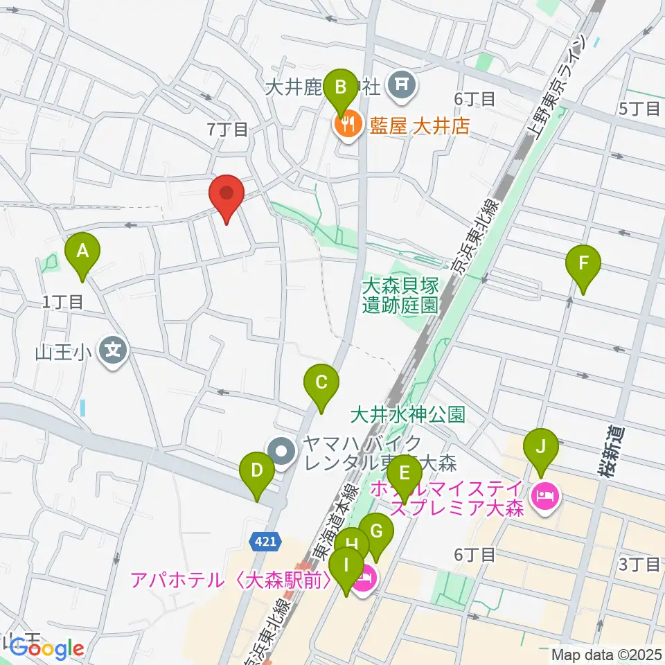 山王オーディアム周辺のコンビニエンスストア一覧地図