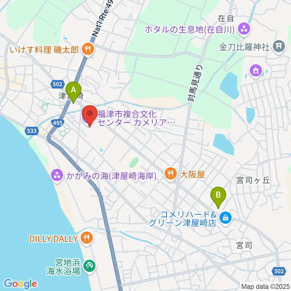 福津市文化会館カメリアホール周辺のコンビニエンスストア一覧地図
