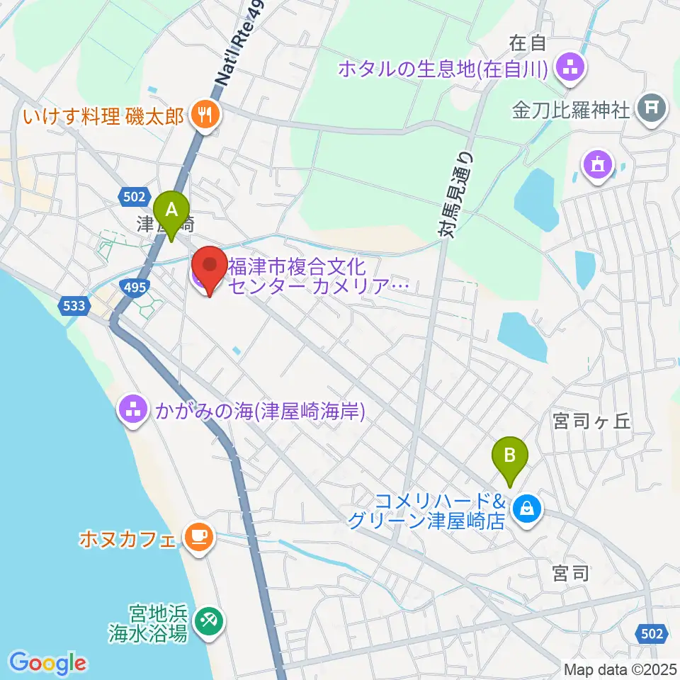 福津市文化会館カメリアホール周辺のコンビニエンスストア一覧地図