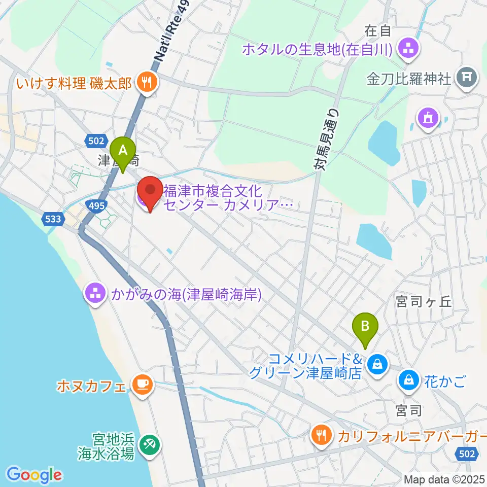 福津市文化会館カメリアホール周辺のコンビニエンスストア一覧地図