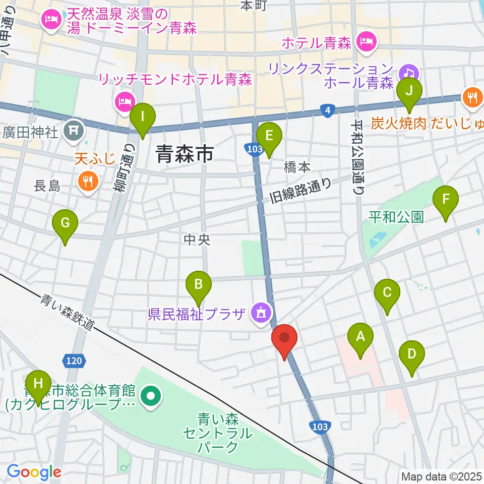 青森サブライム周辺のコンビニエンスストア一覧地図