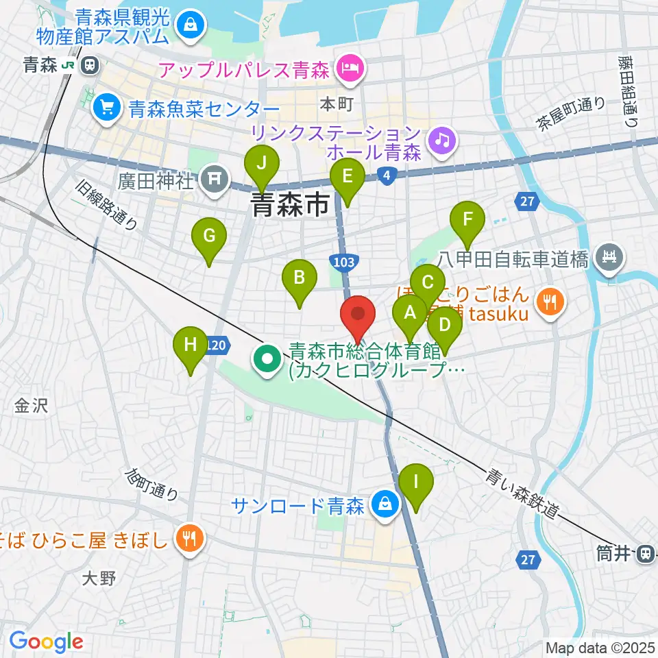 青森サブライム周辺のコンビニエンスストア一覧地図