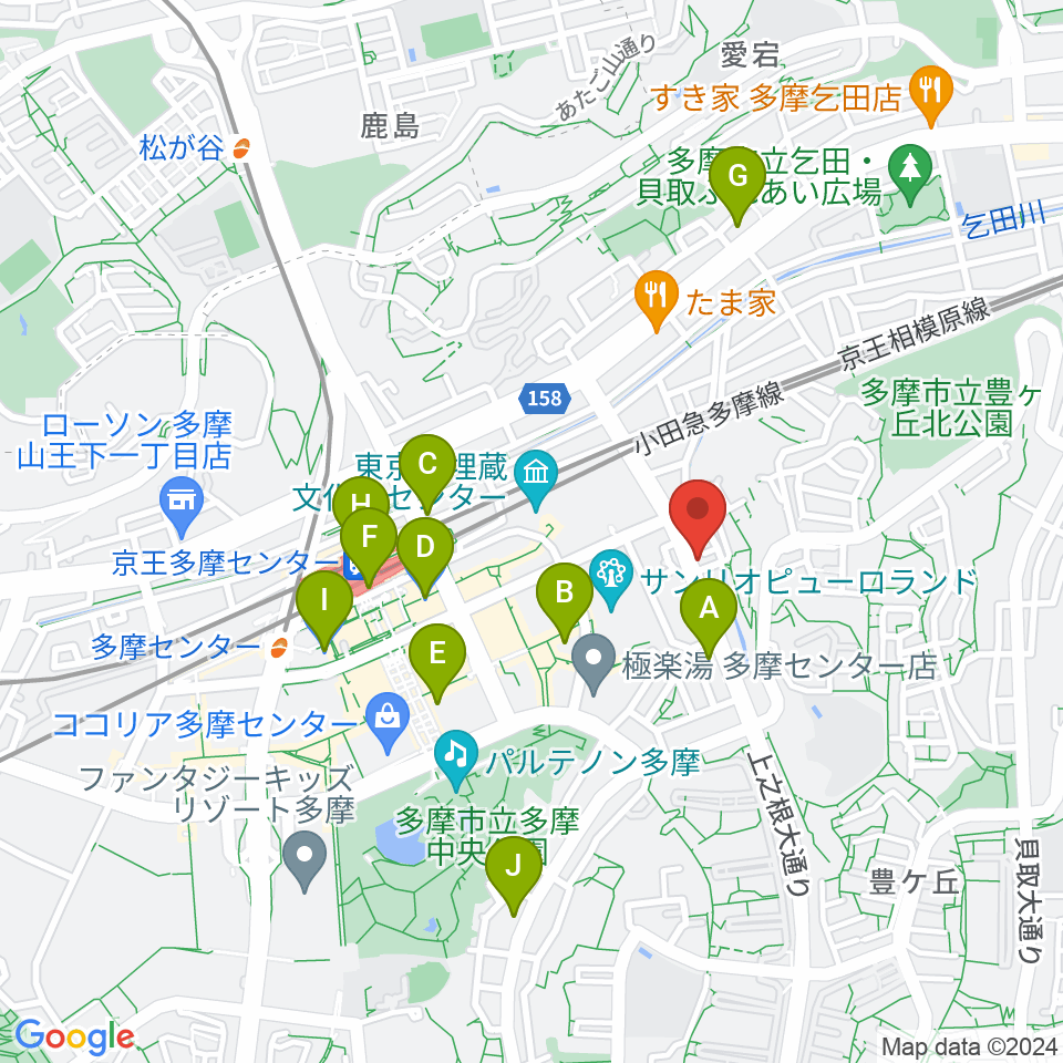 Mスタジオ多摩センター店周辺のコンビニエンスストア一覧地図