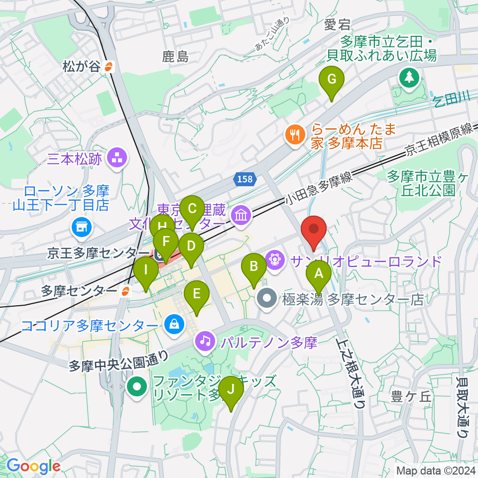 Mスタジオ多摩センター店周辺のコンビニエンスストア一覧地図