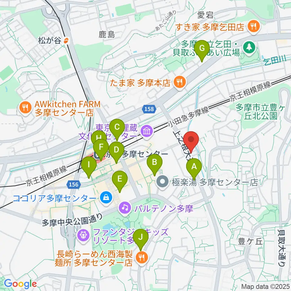 Mスタジオ多摩センター店周辺のコンビニエンスストア一覧地図