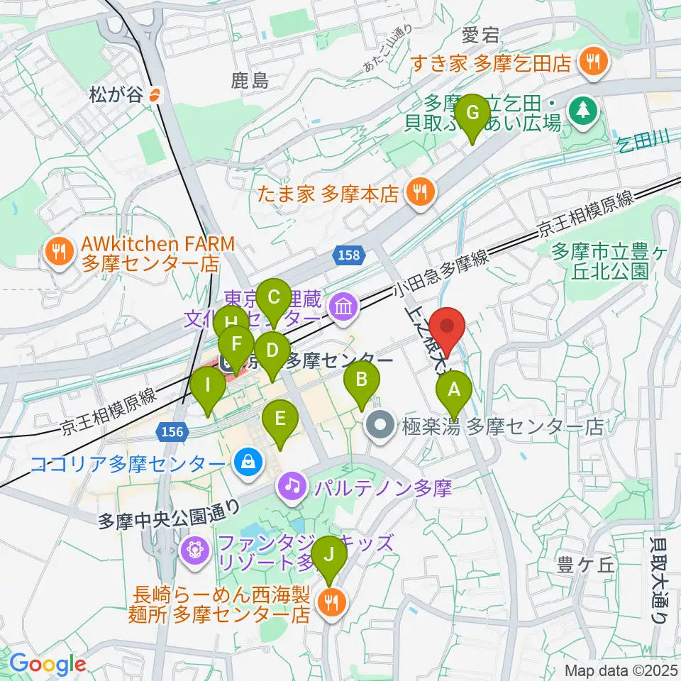 Mスタジオ多摩センター店周辺のコンビニエンスストア一覧地図