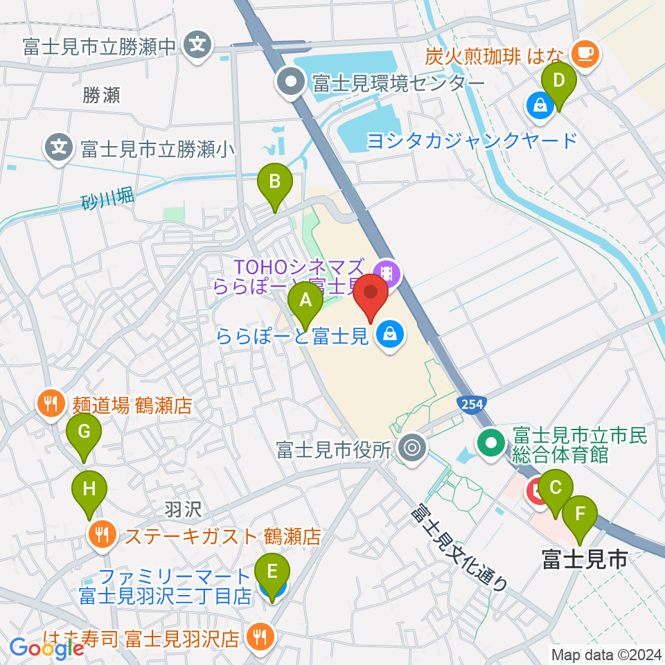 島村楽器 ららぽーと富士見店周辺のコンビニエンスストア一覧地図