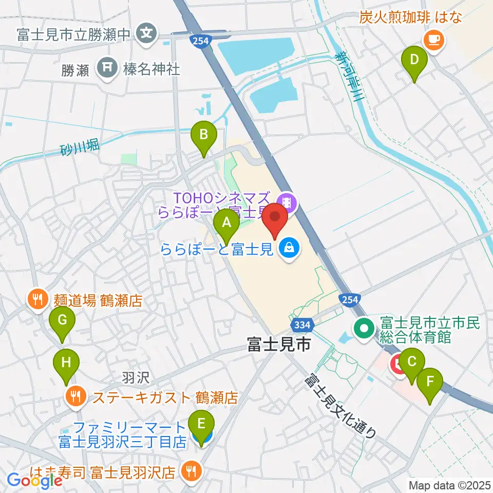 島村楽器 ららぽーと富士見店周辺のコンビニエンスストア一覧地図