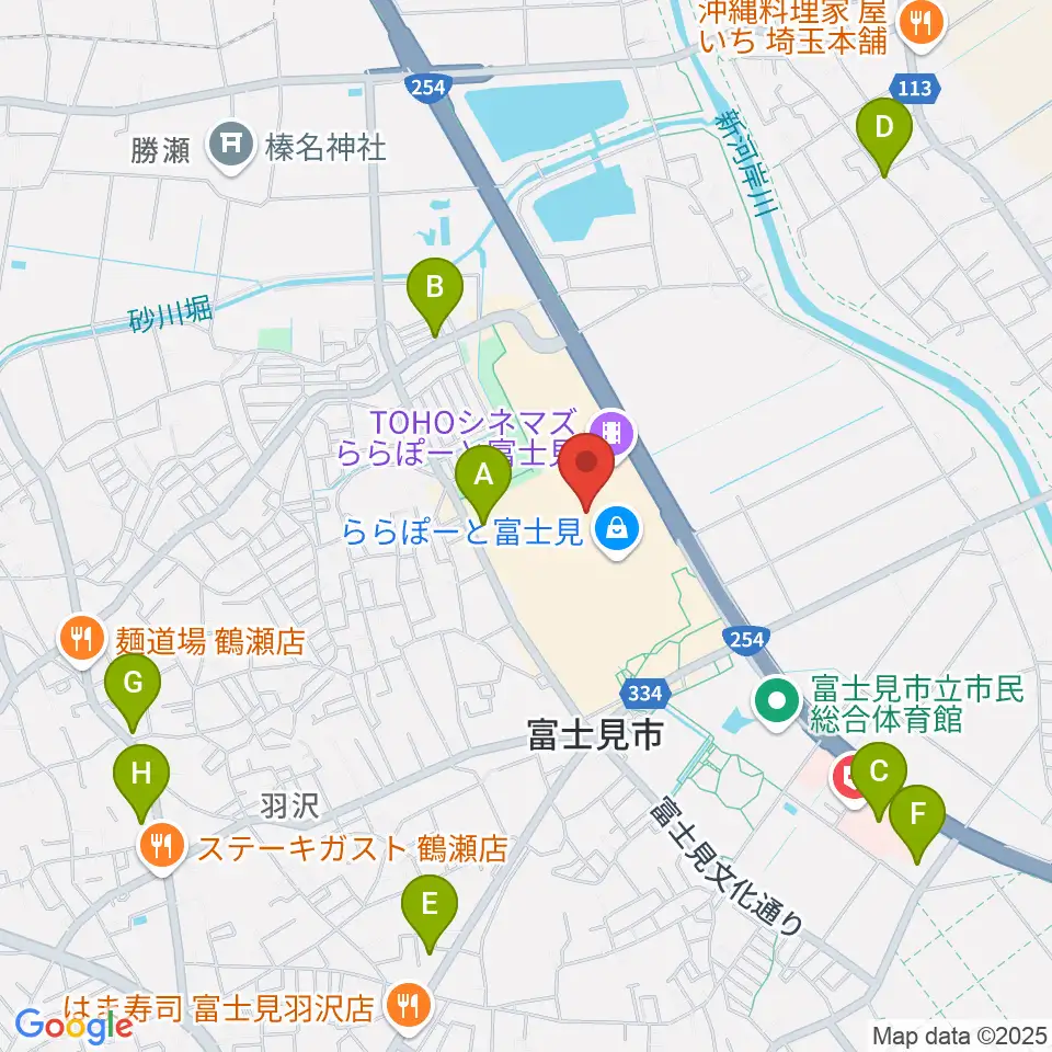 島村楽器 ららぽーと富士見店周辺のコンビニエンスストア一覧地図