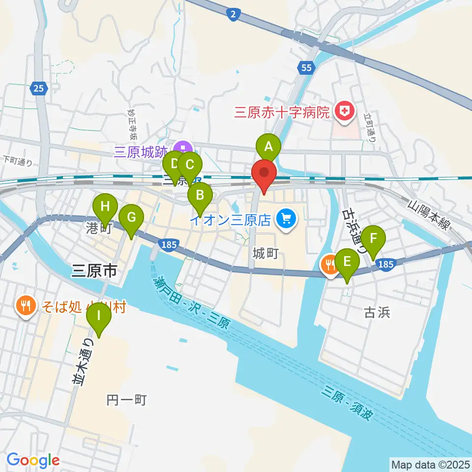ワタナベミュージックラボ 三原本店周辺のコンビニエンスストア一覧地図