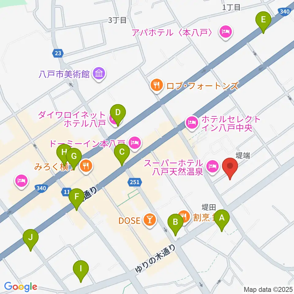 八戸ロックス周辺のコンビニエンスストア一覧地図