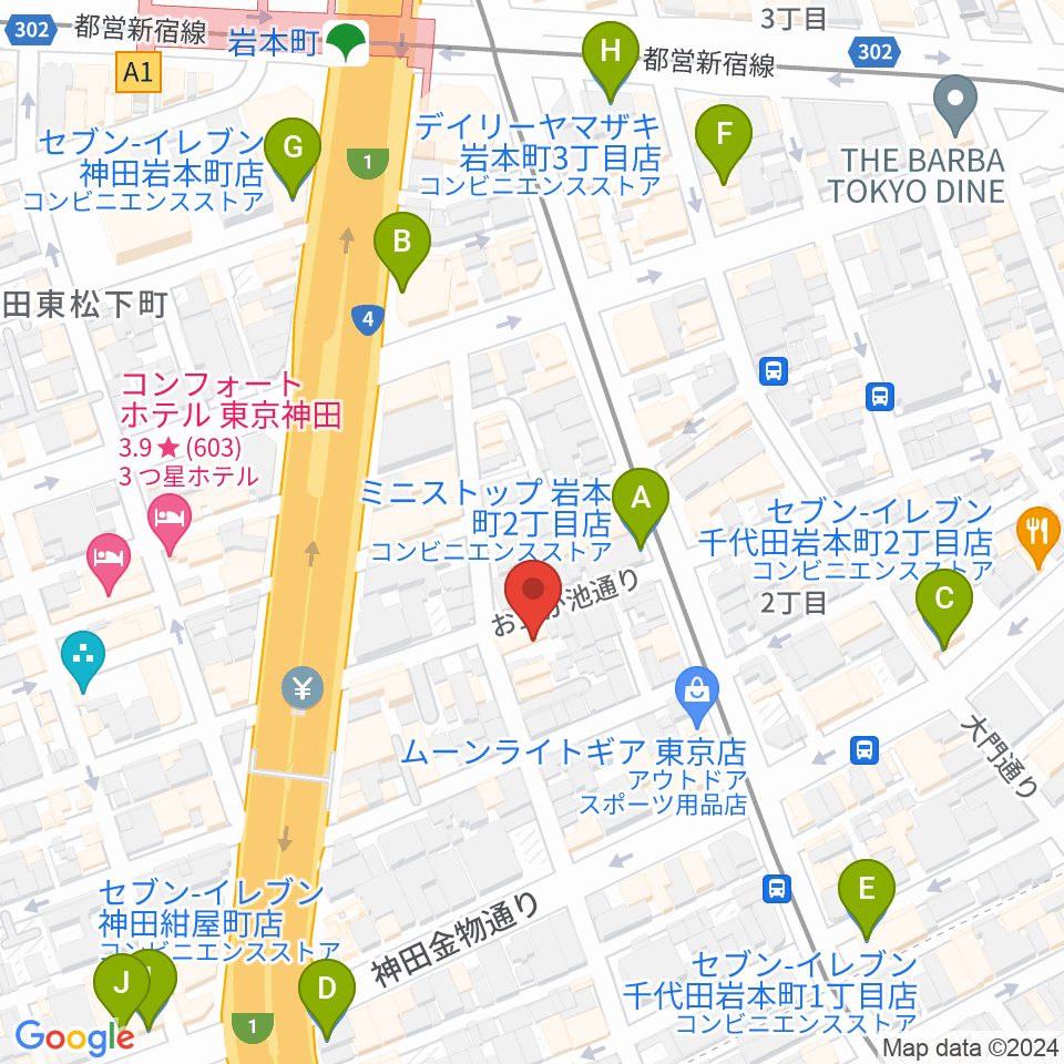 モリダイラ楽器 M's Space周辺のコンビニエンスストア一覧地図