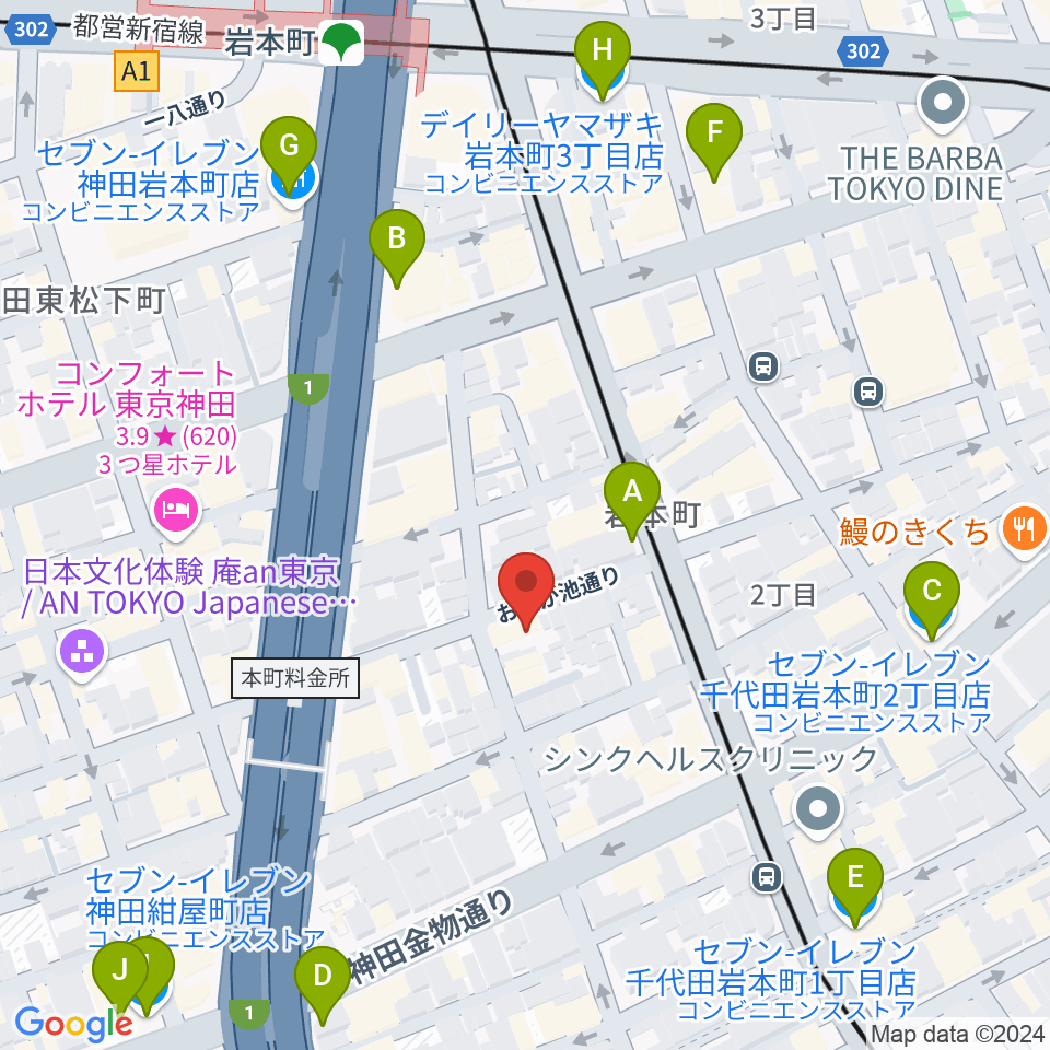 モリダイラ楽器 M's Space周辺のコンビニエンスストア一覧地図