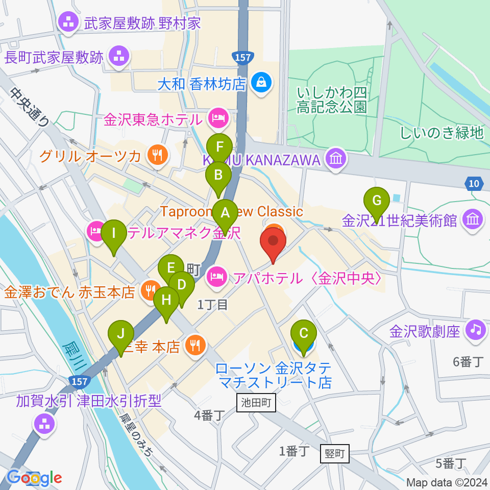 金沢gateBlack周辺のコンビニエンスストア一覧地図