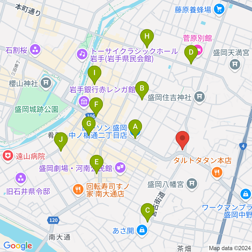 盛岡クラブチェンジ周辺のコンビニエンスストア一覧地図