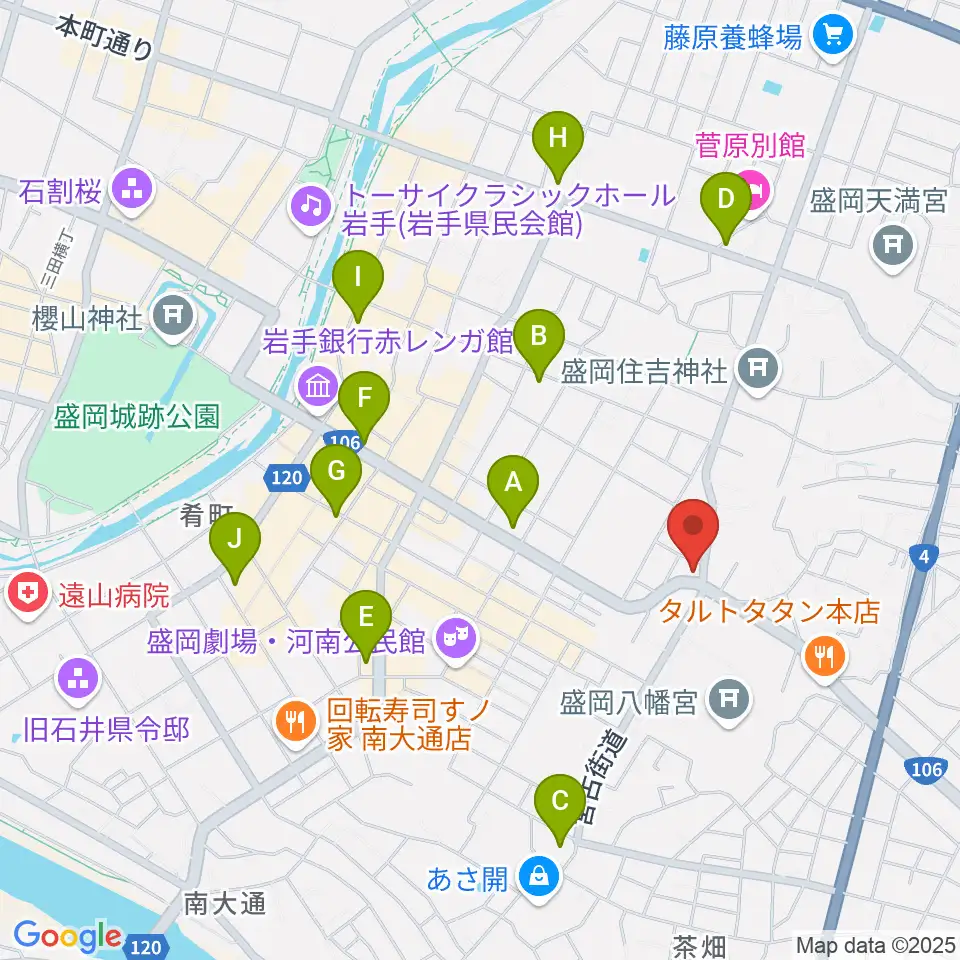 盛岡クラブチェンジ周辺のコンビニエンスストア一覧地図