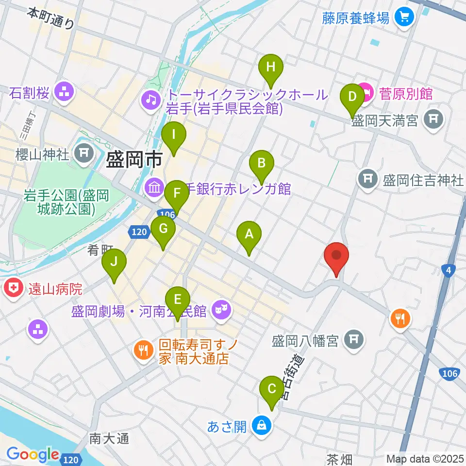 盛岡クラブチェンジ周辺のコンビニエンスストア一覧地図