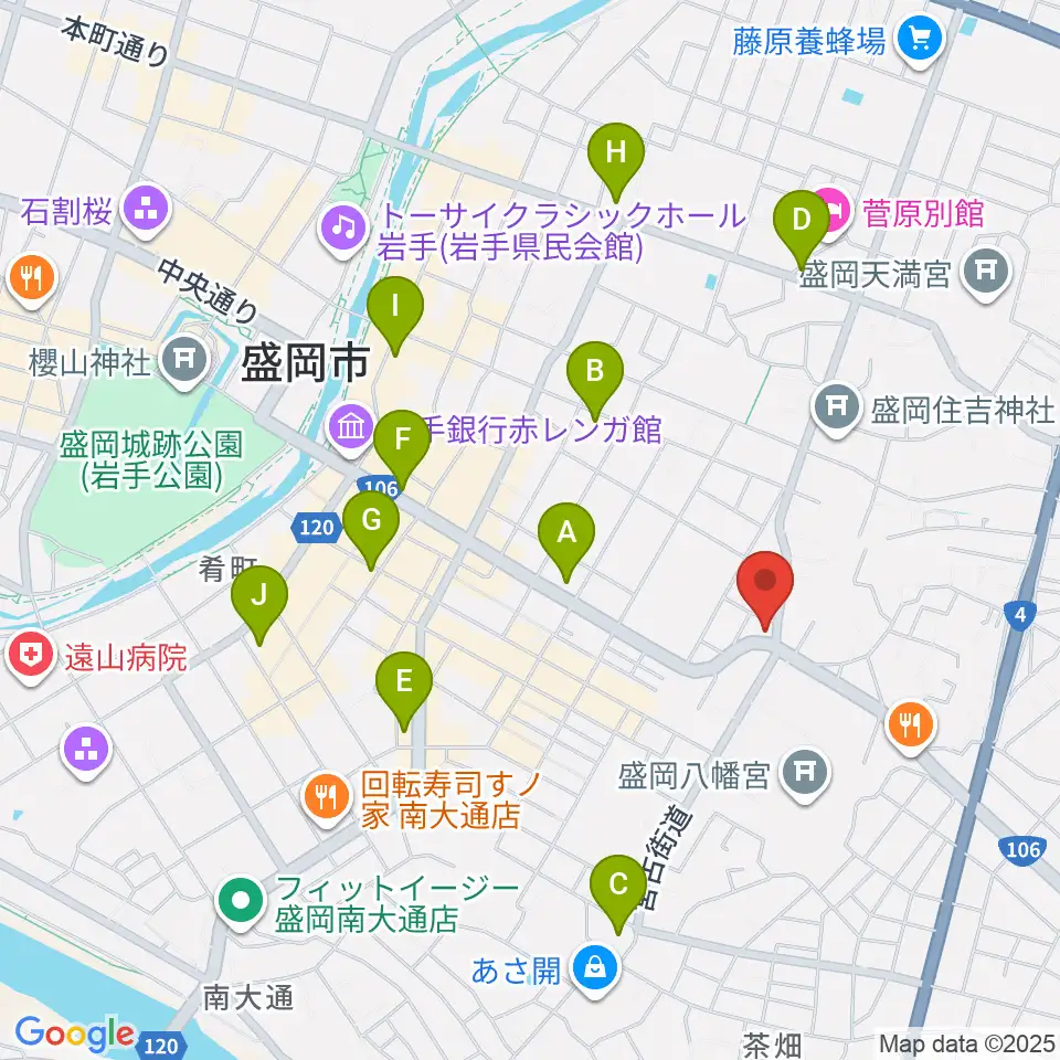 盛岡クラブチェンジ周辺のコンビニエンスストア一覧地図