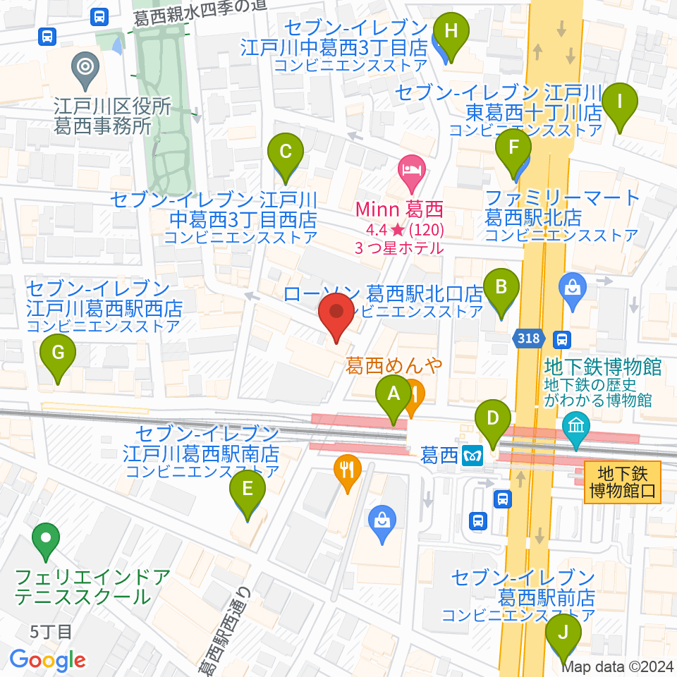 リンキーディンク葛西店周辺のコンビニエンスストア一覧地図