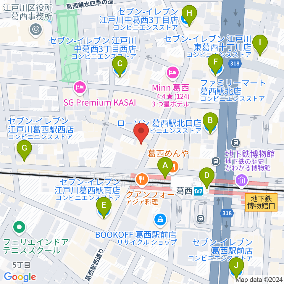 リンキーディンク葛西店周辺のコンビニエンスストア一覧地図