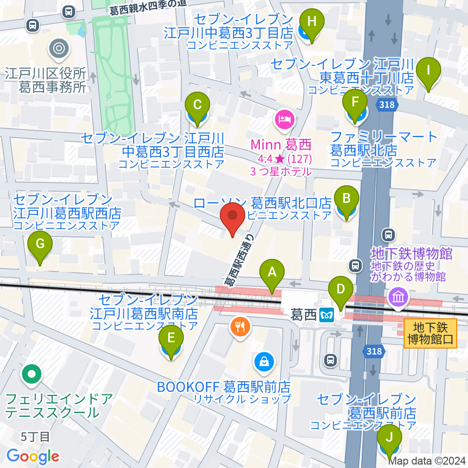 リンキーディンク葛西店周辺のコンビニエンスストア一覧地図