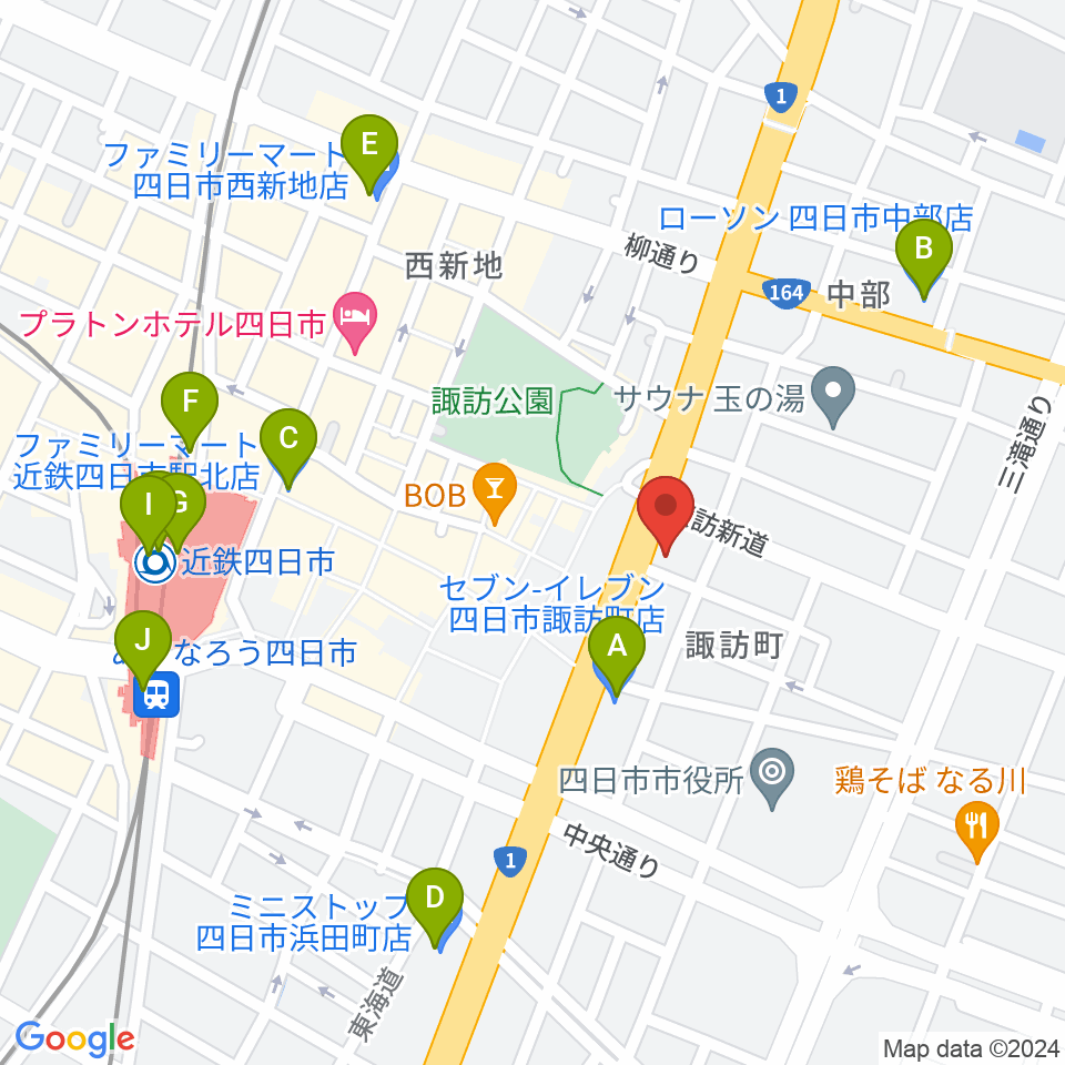 四日市VORTEX周辺のコンビニエンスストア一覧地図