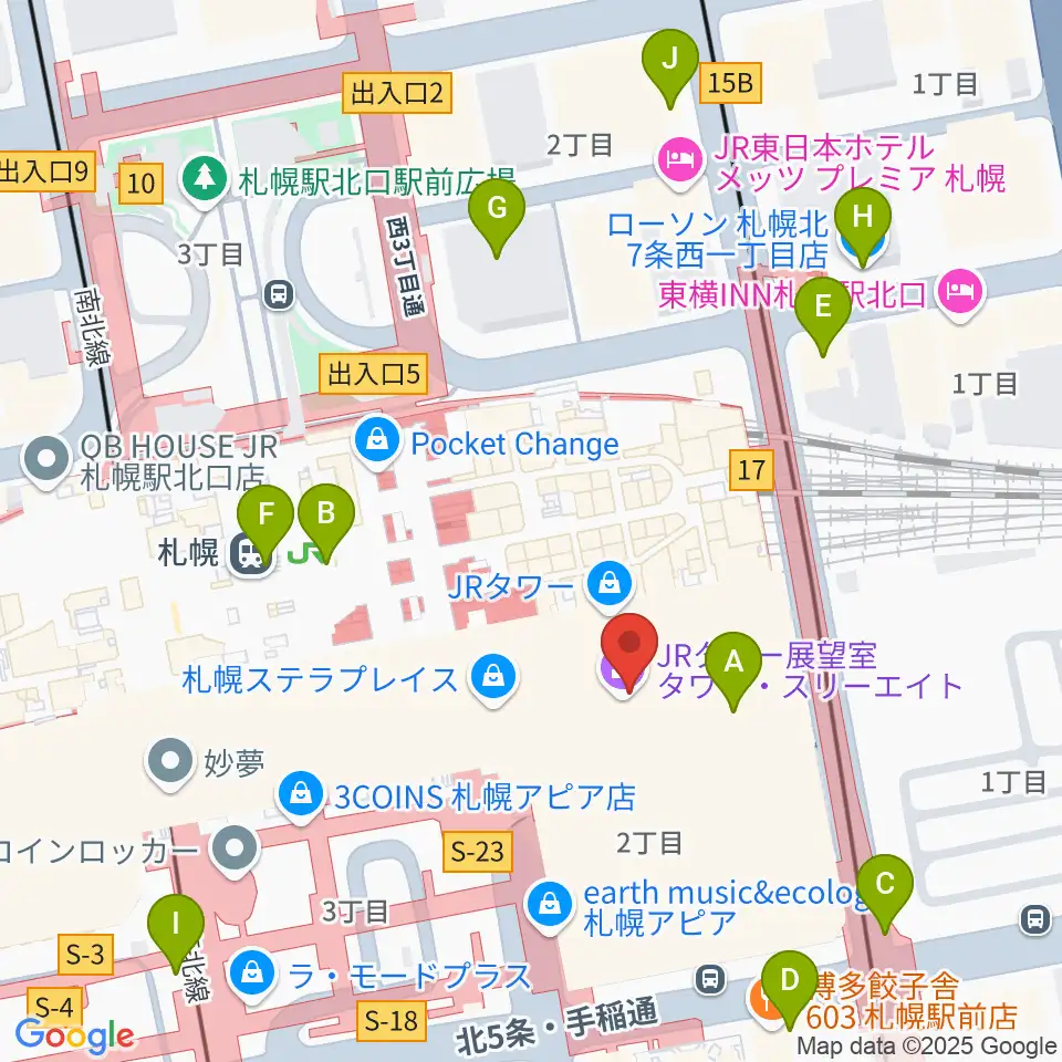 島村楽器 札幌ステラプレイス店周辺のコンビニエンスストア一覧地図