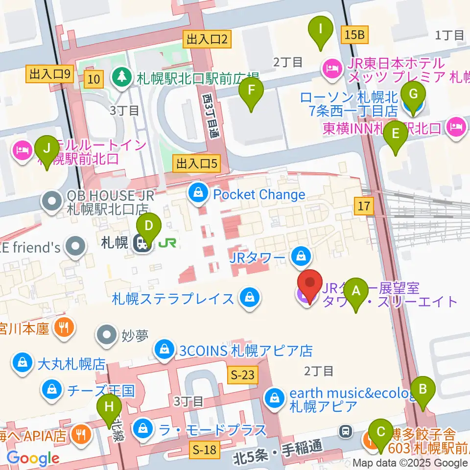 島村楽器 札幌ステラプレイス店周辺のコンビニエンスストア一覧地図