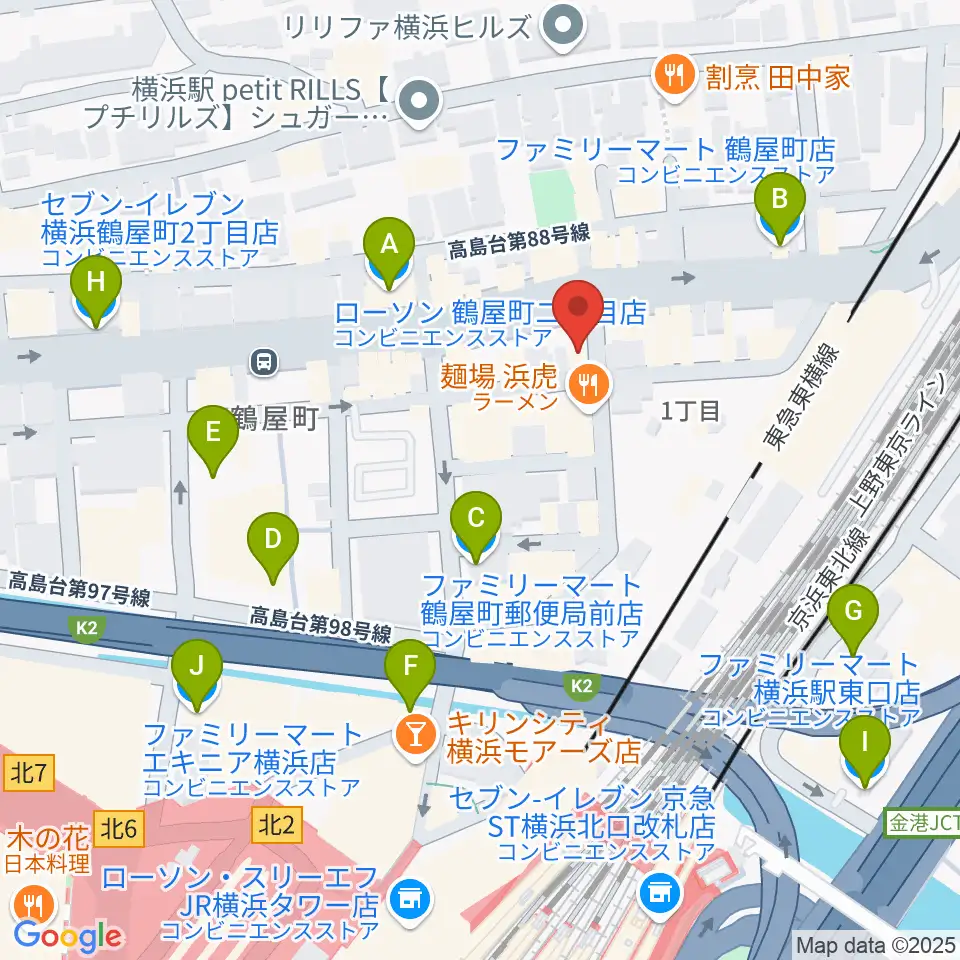 クラウドナインスタジオ 横浜北口店周辺のコンビニエンスストア一覧地図