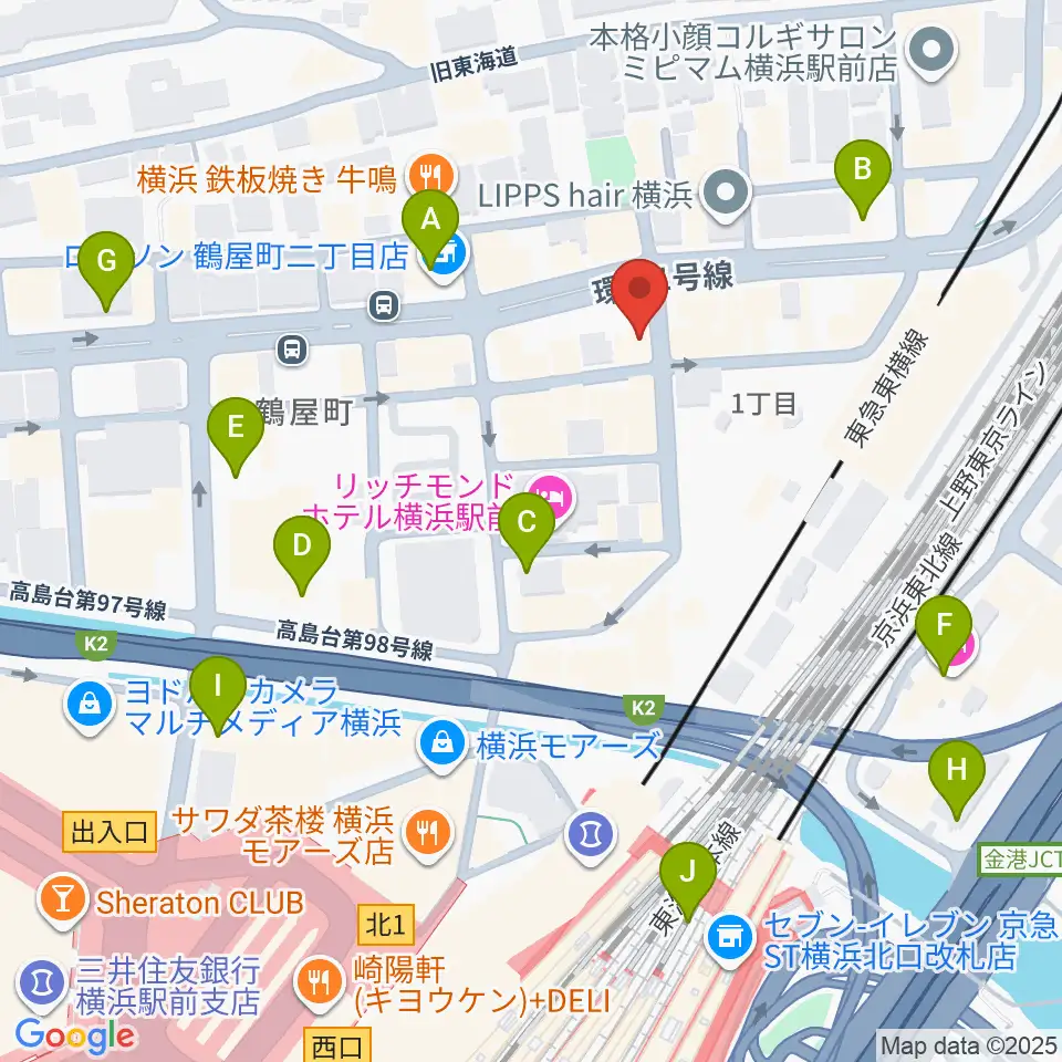 クラウドナインスタジオ 横浜北口店周辺のコンビニエンスストア一覧地図