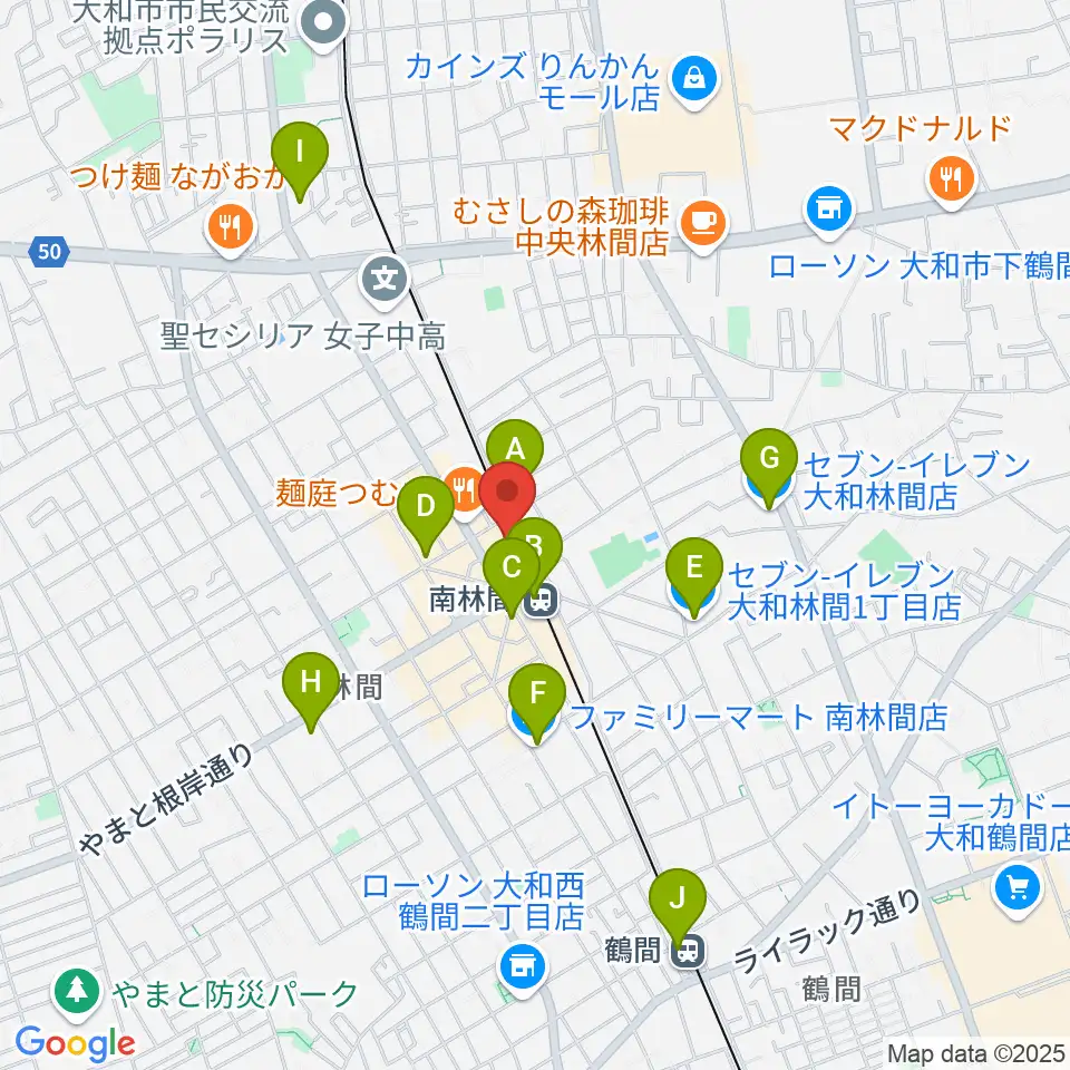 相模楽器 南林間店周辺のコンビニエンスストア一覧地図