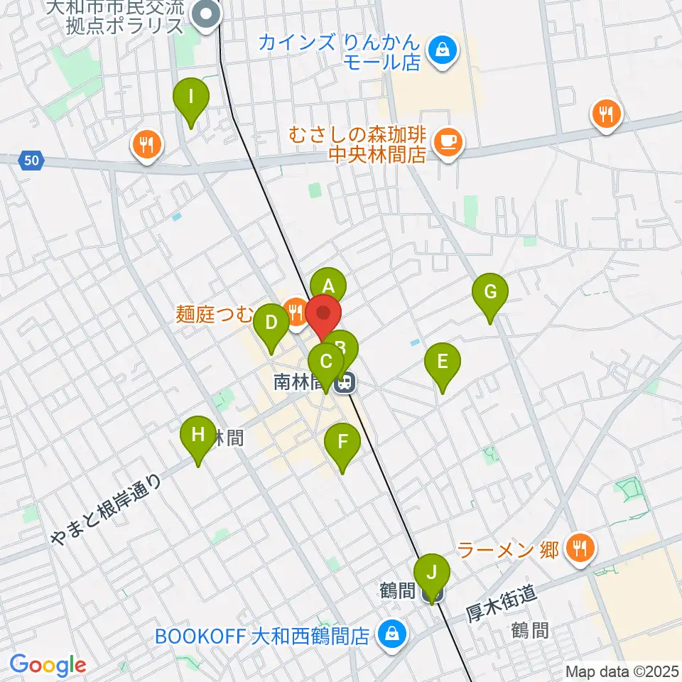 相模楽器 南林間店周辺のコンビニエンスストア一覧地図