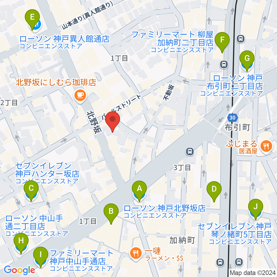 神戸Y's ROAD周辺のコンビニエンスストア一覧地図