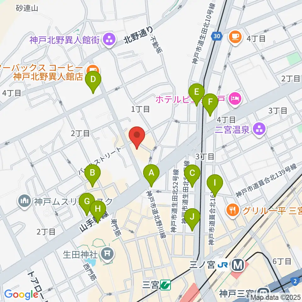 神戸Y's ROAD周辺のコンビニエンスストア一覧地図