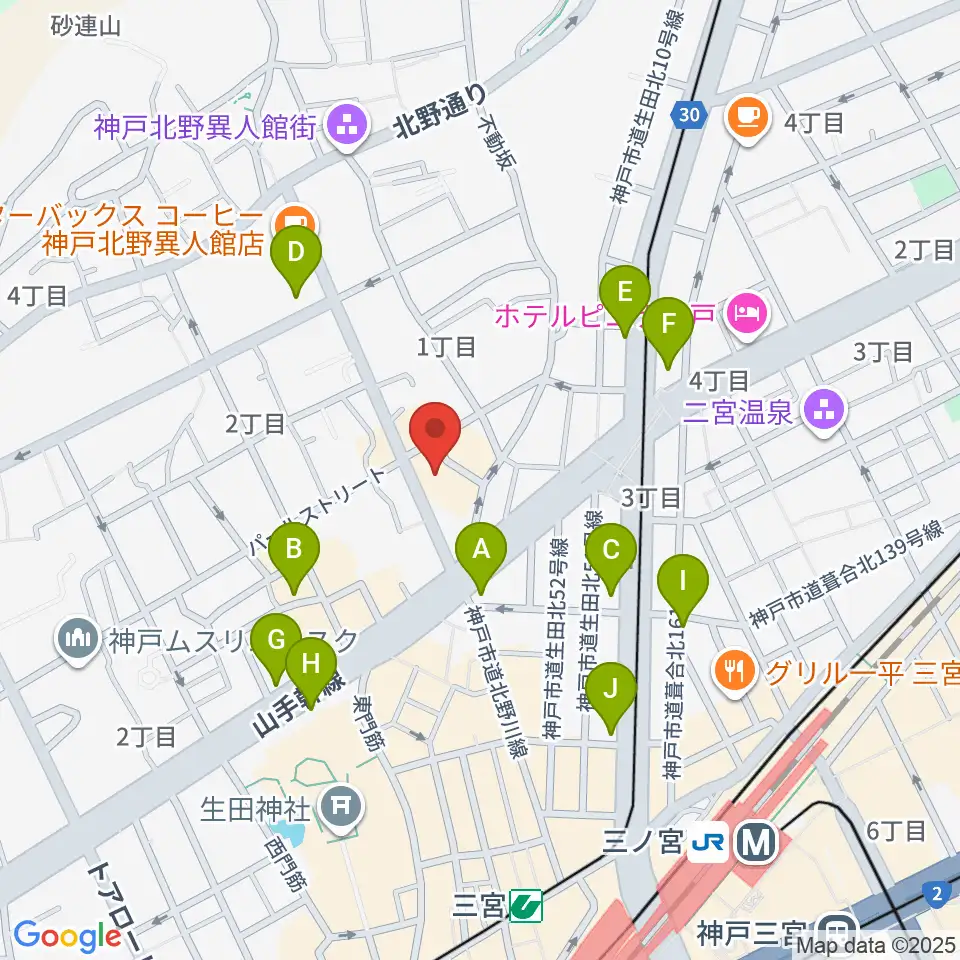 神戸Y's ROAD周辺のコンビニエンスストア一覧地図