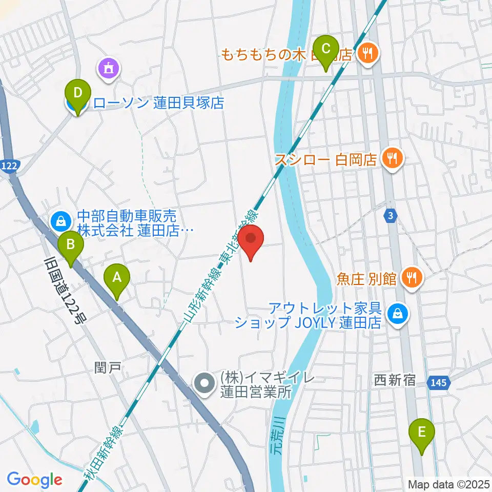 蓮田市総合文化会館ハストピア周辺のコンビニエンスストア一覧地図