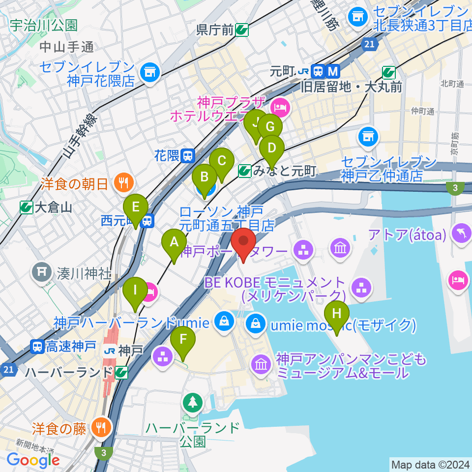 ラ・スイート神戸グラン・ブルー周辺のコンビニエンスストア一覧地図