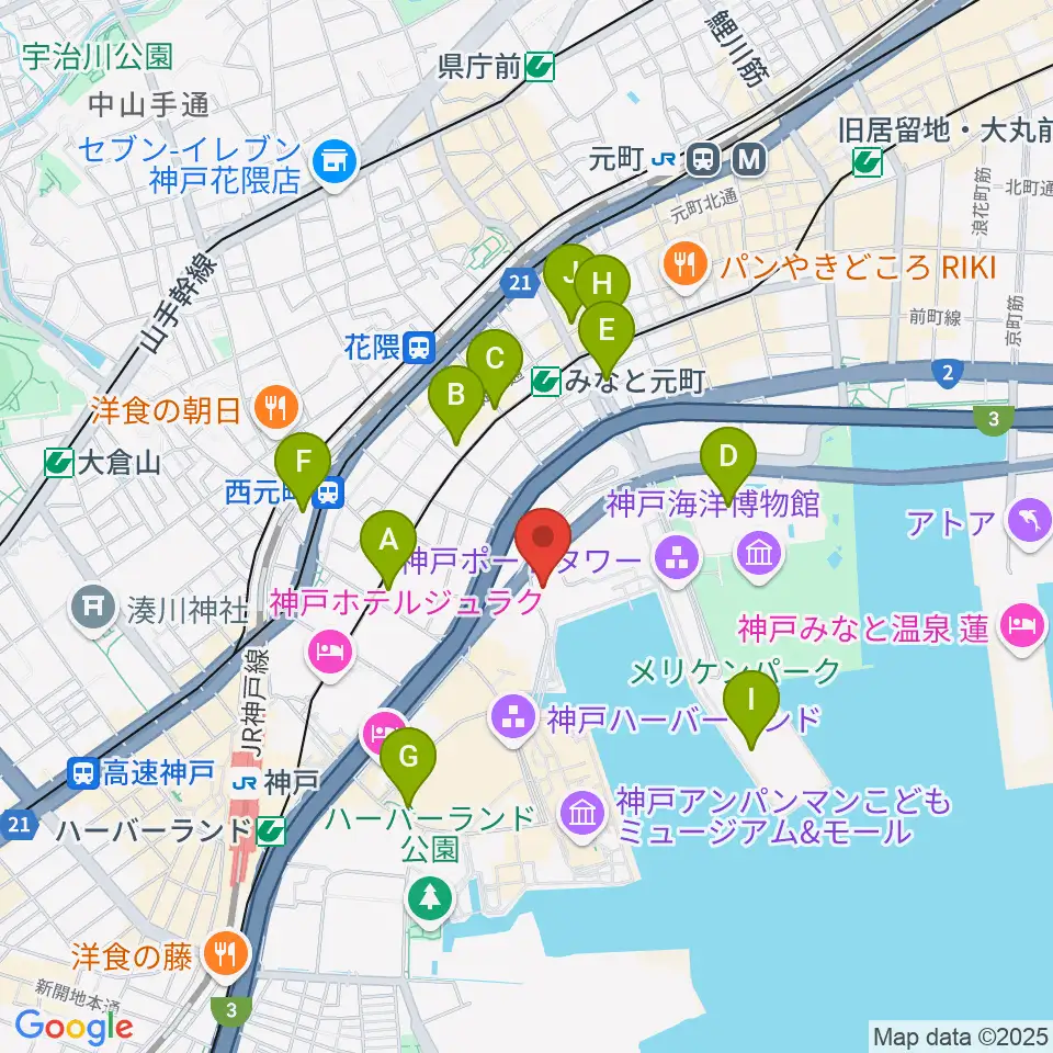 ラ・スイート神戸グラン・ブルー周辺のコンビニエンスストア一覧地図