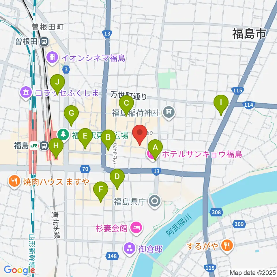 福島アウトライン周辺のコンビニエンスストア一覧地図