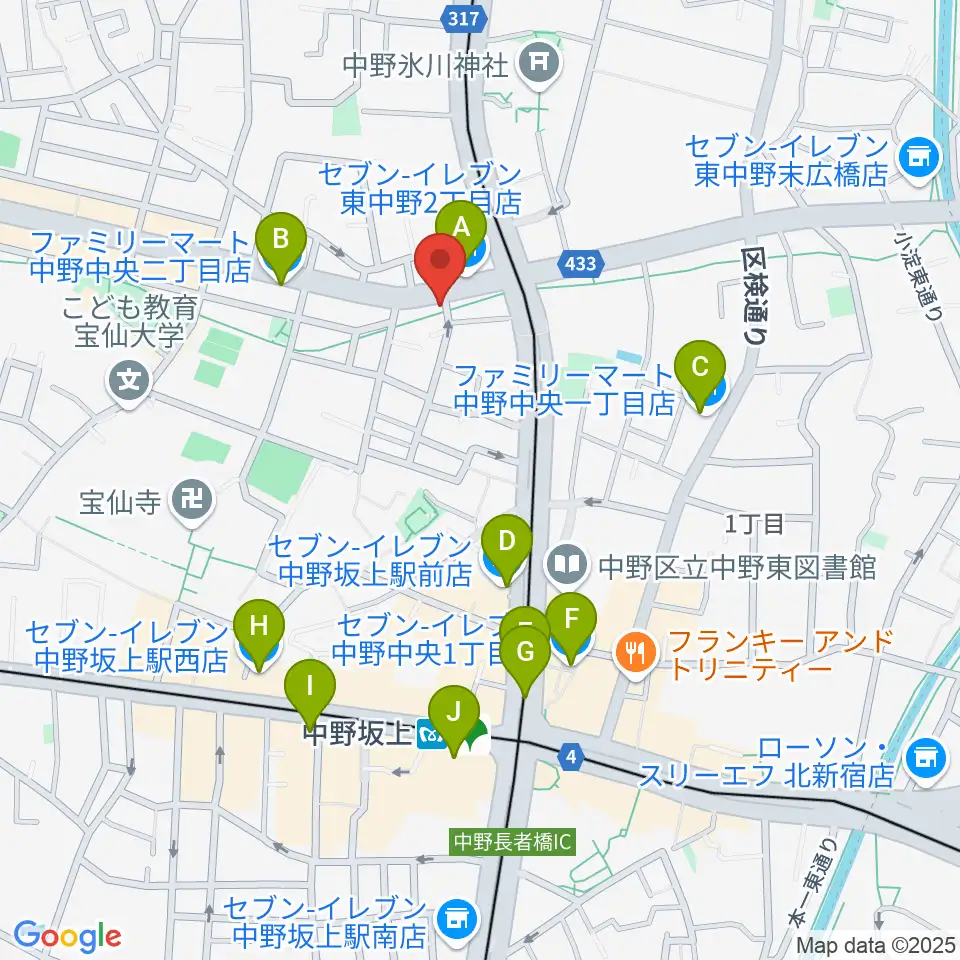 中野坂上aja周辺のコンビニエンスストア一覧地図