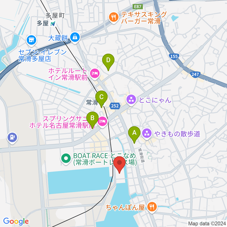 常滑市民文化会館周辺のコンビニエンスストア一覧地図