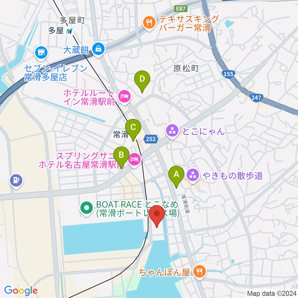 常滑市民文化会館周辺のコンビニエンスストア一覧地図