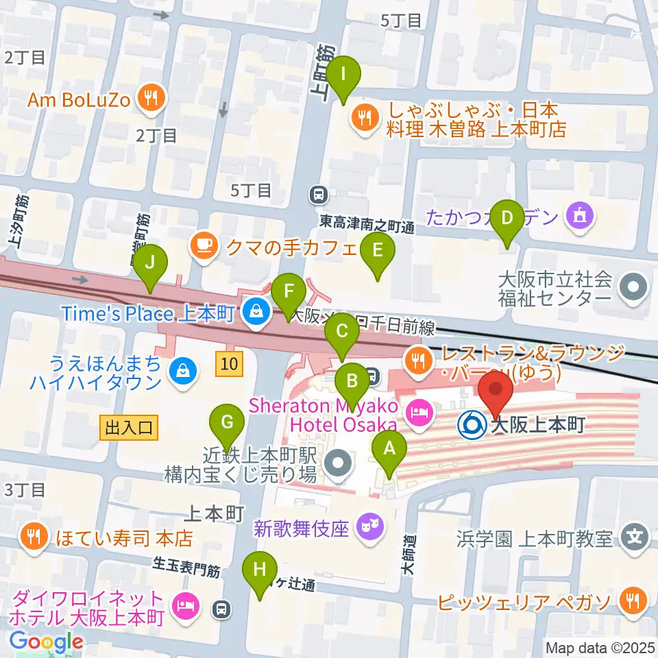 小阪楽器 上本町近鉄店周辺のコンビニエンスストア一覧地図