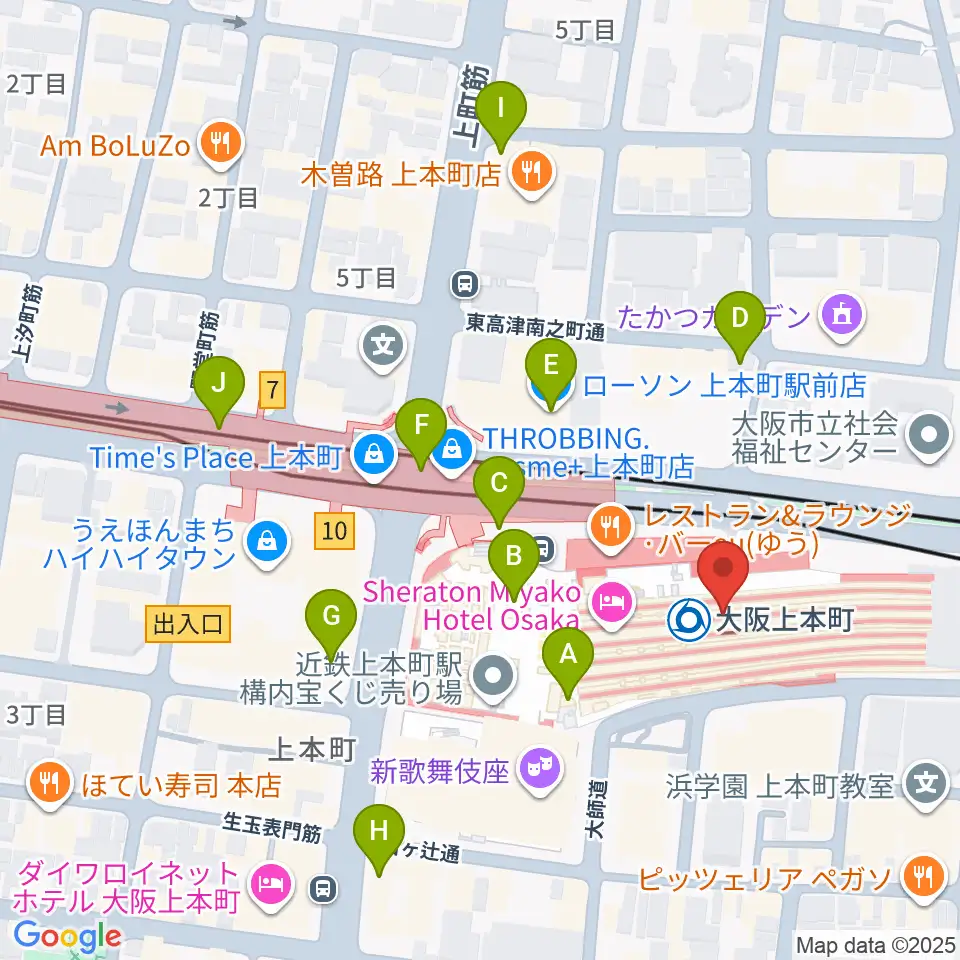 小阪楽器 上本町近鉄店周辺のコンビニエンスストア一覧地図