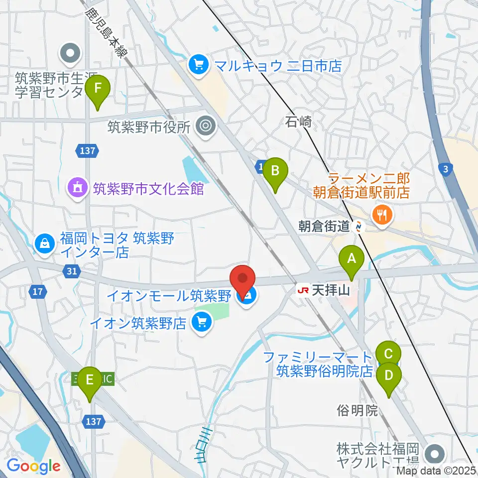 島村楽器 イオンモール筑紫野店周辺のコンビニエンスストア一覧地図