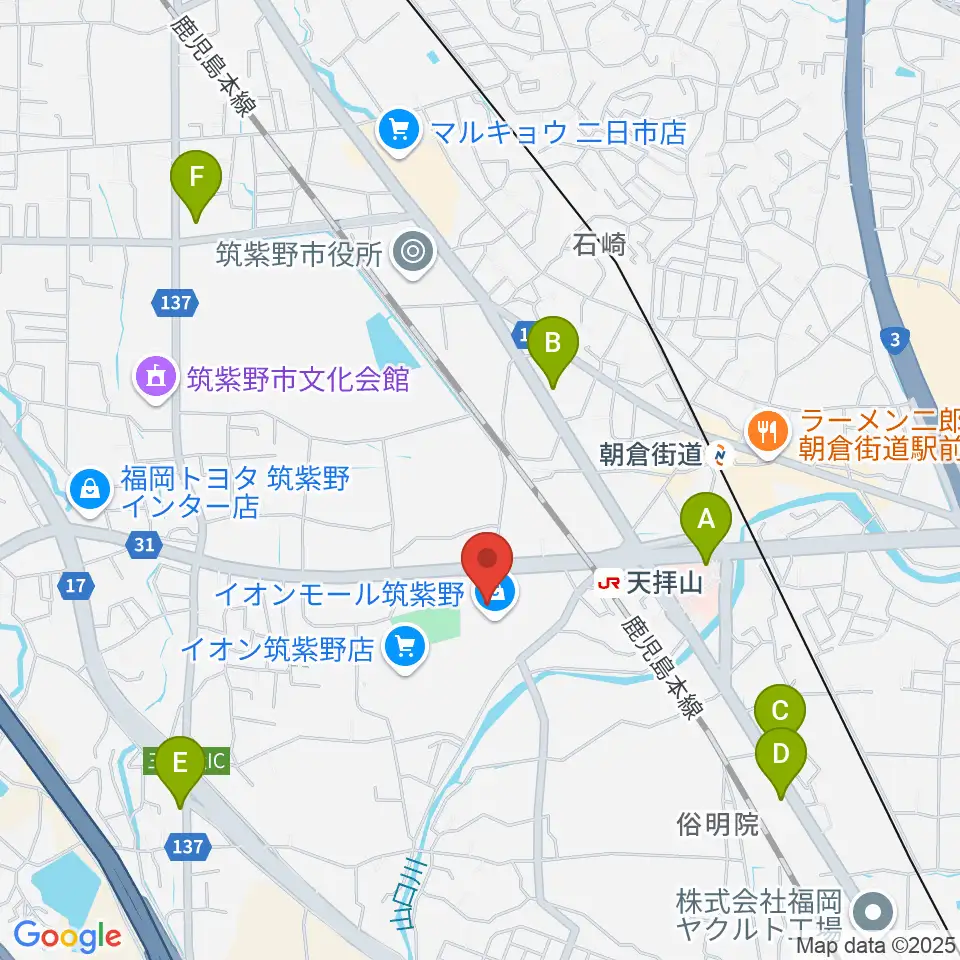 島村楽器 イオンモール筑紫野店周辺のコンビニエンスストア一覧地図