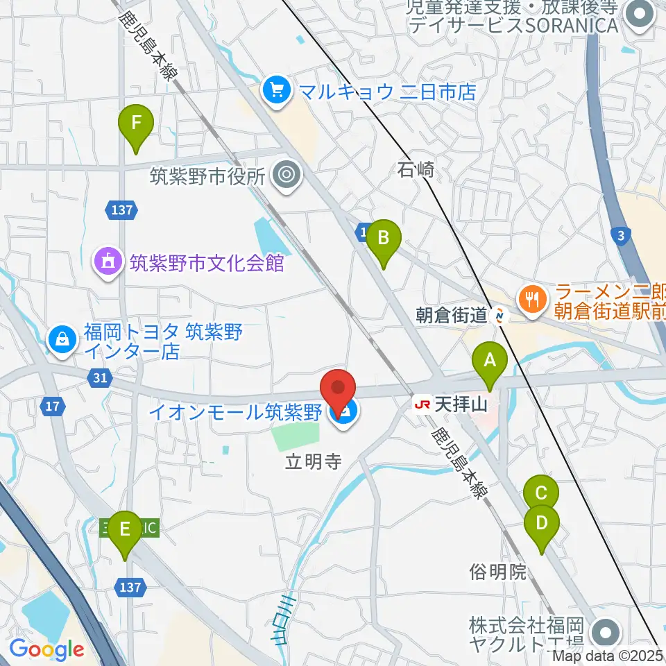 島村楽器 イオンモール筑紫野店周辺のコンビニエンスストア一覧地図