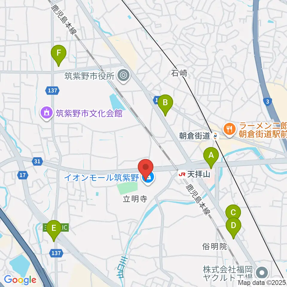 島村楽器 イオンモール筑紫野店周辺のコンビニエンスストア一覧地図